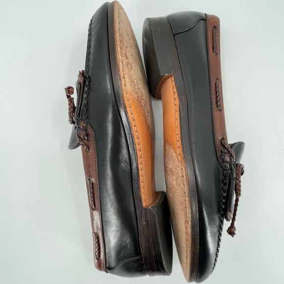 Allen Edmonds Men's Woodstock Loafers, Black/Cognac, Braided Tassel, Sz 10.5E - Picture 11 of 16